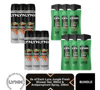 Lynx 12H Refreshing Shower Gel 500 ml & 72H Fresh Antiperspirant 250ml, 6x Each