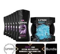 Lynx 12H Refreshing Shower Gel 6 Pk 225ml with Manwasher Scrubbing Shower Tool