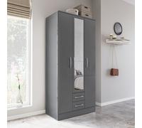 Lynx 3 Door 2 Drawer Wardrobe With Mirror Birlea Birlea Grey One Size