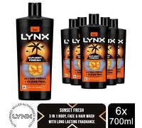 Lynx 3 In 1 Body Wash Sunset Fresh 72H Sweat Protection 700ml, 6 Pack