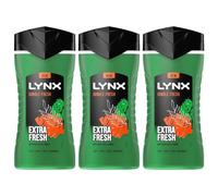 Lynx 3-in-1 Shower Gel Jungle Fresh 12 Hours of Long Lasting Refreshing Fragrance Body Wash with Plant-Based Moisturisers for Men for Naturally Soft Skin, 225ml Pack of 3