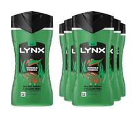 Lynx 3-in-1 Shower Gel Jungle Fresh 12 Hours of Long Lasting Refreshing Fragrance Body Wash with Plant-Based Moisturisers for Men for Naturally Soft Skin, 225ml Pack of 6