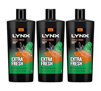 Lynx 3-in-1 Shower Gel Jungle Fresh 12 Hours of Long Lasting Refreshing Fragrance Body Wash with Plant-Based Moisturisers for Men for Naturally Soft Skin, 700ml Pack of 3