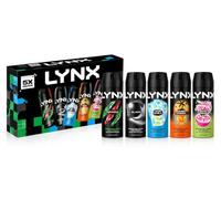 LYNX 5X Deodorant Body Spray Gift Set for Men - Africa, Black, Ice Chill, Sunset Fresh & Epic Fresh - 5 Pack Body Sprays - Long-Lasting Freshness & 48H High Definition Scent