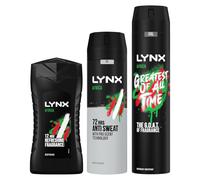 Lynx Africa 3 Pack Bundle of 200ml Anti-Perspirant Aerosol, 250ml XXL Body Spray & 50ml Shower Gel Classic Masculine Scent for 48 hours of Long Lasting Freshness