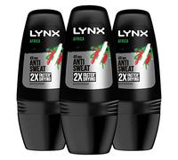 Lynx Africa 48H AntiSweat Faster Drying Anti Perspirant Roll-On With Mandarin & Sandalwood Fragrance, 3 Pack - 100 ml