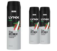 Lynx Africa 72 hour protection against odour and wetness Anti-perspirant Deodorant Spray no fuss aerosol for all-day freshness 200 ml pack of 3 - Packaging May Vary