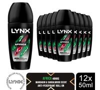 Lynx Africa Anti Perspirant Roll On 48 Hours Anti Sweat Protection 50ml, 12 Pack