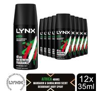 Lynx Africa Body Spray 35ml 12 Pack 48H Freshness Mens Travel Size Deodorant