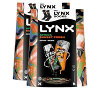 Lynx Africa Body Spray & Sunset Fresh Body Wash Gift Set with Socks, 2 Pack - Full Size Deodorant 150ml, Shower Gel 225ml, Long-Lasting Fragrance, Moisturising Formula, Grooming Gift Set for Men