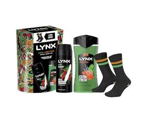 Lynx Africa & Jungle Fresh 2 piece Gift Set with Socks, Body Wash & Body Spray Deodorant