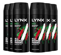 Lynx Africa Mens Deodorant Bodyspray 150ml x6 | 48H Antiperspirant Body Spray for Men | Lynx Africa Antiperspirant Deodorant Mens