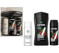 Lynx AFRICA Mens GIFT SET - Anti perspirant Spray 150ml + XL Body Wash/Shower Gel 400ml + Body Spray 150ml in Transparant Toiletries Bag with piped edges