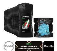 Lynx Africa Shower Gel 15x50ml with 2-Sided Manwasher Shower Tool for Men
