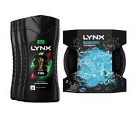 Lynx Men's Africa Fragrance Bodywash 225ml, 3 Pack with Manwasher Shower Tool in Black Lynx Black