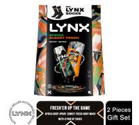 Lynx Africa & Sunset Fresh Gift Set with a body spray, a body wash and Socks perfect gifts for him 2 piece