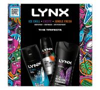 Lynx Africa Trifecta Gift Set for Him: Ice Chill Body Spray 150ml, Excite Body Wash 225ml, Jungle Fresh Antiperspirant 150ml