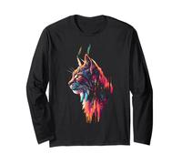 Lynx Animal Lover Motif Illustration Cool Forest Long Sleeve T-Shirt