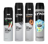 Lynx Antiperspirant Deodorant Spray 4 Pack Bundle of 200ml Africa, 250ml Black, Ice Chill and Dark Temptation with 48 to 72H Sweat and Odour Protection