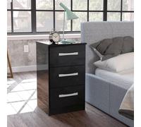 Lynx Bedside Cabinet - 3 Drawer - Black Gloss