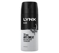 Lynx Black Aerosol Deodorant 72 Hrs Anti Sweat Anti-Perspirant with Pro Sweat technology, 6 x 150ml