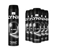 Lynx Black Deodorant Spray for Men 6 Pack, Body Spray with Long-Lasting Fragrance that Keeps You Fresh All Day, Suitable for All Skin Types, 200ml Each