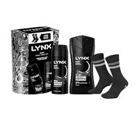 Lynx Black Freshen Up The Game Duo Gift Set for him with Black Socks, Body Wash & Body Spray Deodorant