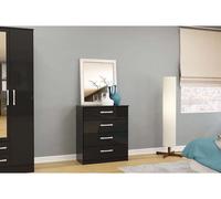 Lynx Black Gloss Bedroom Furniture Wardrobe Chest Bedside by Birlea
