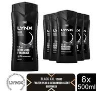 Lynx Black Shower Gel 500ml 3 in 1 Body Hair Face Wash 3 or 6 Pack Mens