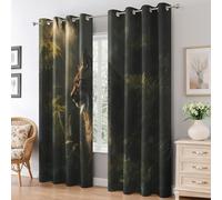 Lynx Blackout Curtains for Living Room Bedroom, Forest Wildlife Animal Eyelet Thermal Window Treatments 54 Drop - 2 Panels 46 x 54 Inch, Home Decor pw&44