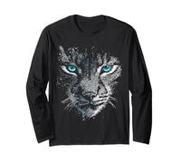 Lynx Blue Eyes Animal Lover Motif Illustration Cool Forest Long Sleeve T-Shirt
