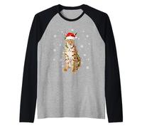Lynx Bobcat Christmas Lights Funny Santa Animal Lover Xmas Raglan Baseball Tee