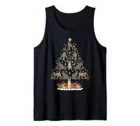 Lynx Bobcat Christmas Tree Lights Funny Santa Animals Xmas Tank Top
