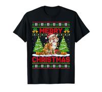 Lynx Bobcat Ugly Christmas Sweaters Santa Hat Lights Xmas T-Shirt
