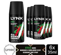 Lynx Body Spray Africa 48H High Definition Fragrance Deodorant for Men 35ml, 6pk