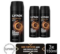 3 Pack Lynx 48H Protection Anti-Perspirant Body Spray, Dark Temptation, 150ml