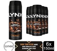 Lynx Body Spray Dark Temptation 48-H High Definition Fragrance Deo, 6x150ml