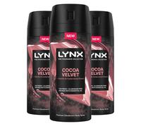 Lynx Body Spray Fine Fragrance Collection Cocoa Velvet for Men 150ml, 3 Pack