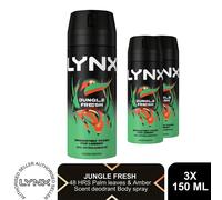 Lynx Body Spray Jungle Fresh 48H High Definition Fragrance Deodorant 150ml, 3pk