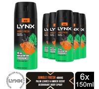 Lynx Body Spray Jungle Fresh 48H High Definition Fragrance Deodorant 150ml, 6pk