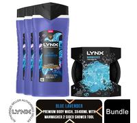 Lynx Body Wash 3in1 Shower Gel 3 or 6 Pack 400ml + Manwasher Tool Mens