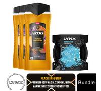 Lynx Body Wash 3in1 Shower Gel 3 or 6 Pack 400ml + Manwasher Tool Mens