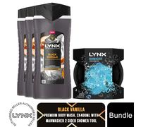 Lynx Body Wash 3in1 Shower Gel 3 or 6 Pack 400ml + Manwasher Tool Mens