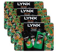 Lynx BOX FRESH Jungle Fresh 3in1 Bodywash 225 ml, 48H High Definition Fragrance Bodyspray 150 ml and 72H Anti-Sweat Antiperspirant 150 ml Gift Set for Him,4pk
