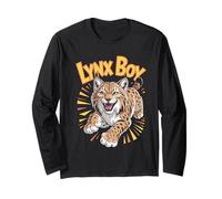 Lynx Boy Mens Cute Cartoon Forest Wildcat Birthday Party Long Sleeve T-Shirt