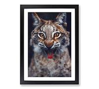 Lynx Cat Painting Framed Print | A2 Black Framed Wall Art | Ready to Hang | Modern Animal Picture | Living Room Bedroom Lounge Office