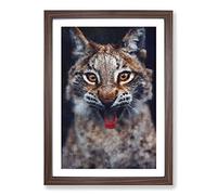 Lynx Cat Painting Framed Print | A2 Walnut Framed Wall Art | Ready to Hang | Modern Animal Picture | Living Room Bedroom Lounge Office