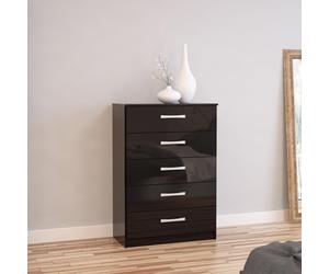 Lynx Chest - 5 Drawer - Black Gloss
