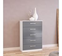 Lynx Chest - 5 Drawer - White and Grey Gloss