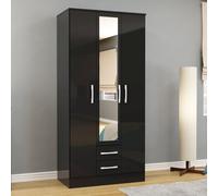 Lynx Combi Wardrobe - 3 Door - 2 Drawer - Black Gloss